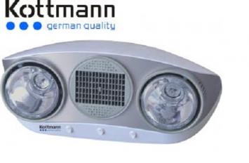 Đèn sưởi nhà tắm Kottmann 2 bóng bạc thổi gió nóng K2BHWS